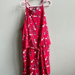 Red Floral Roxy Girl Romper
